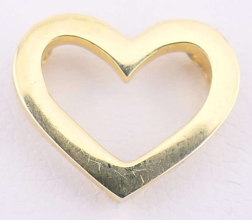 18K Gold Small Heart Slide Pendant