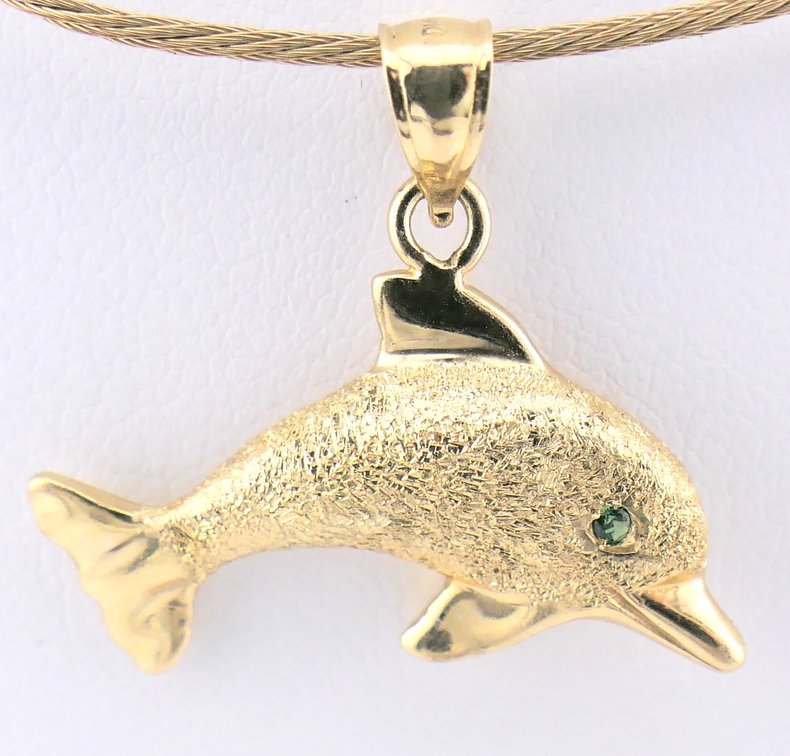 14K Gold Dolphin Pendant