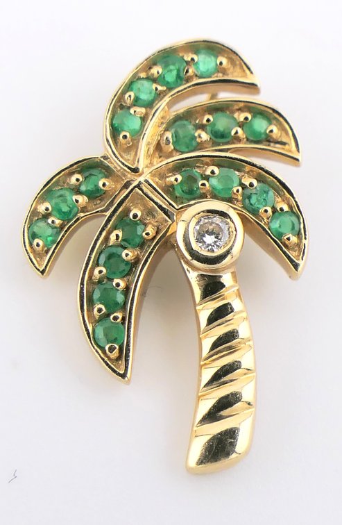 14K Gold Palm Tree Pendant