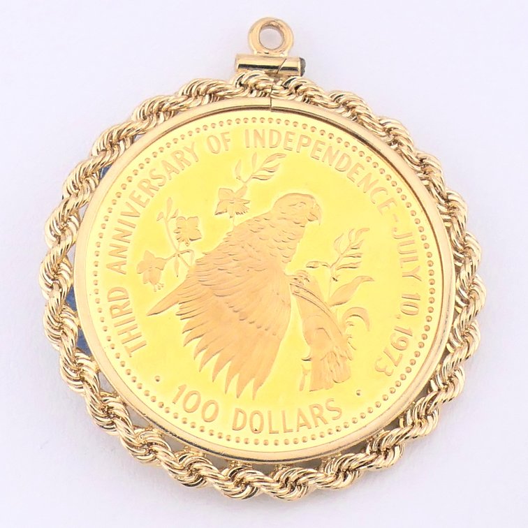1976 Bahamas Gold Commemorative Coin Pendant