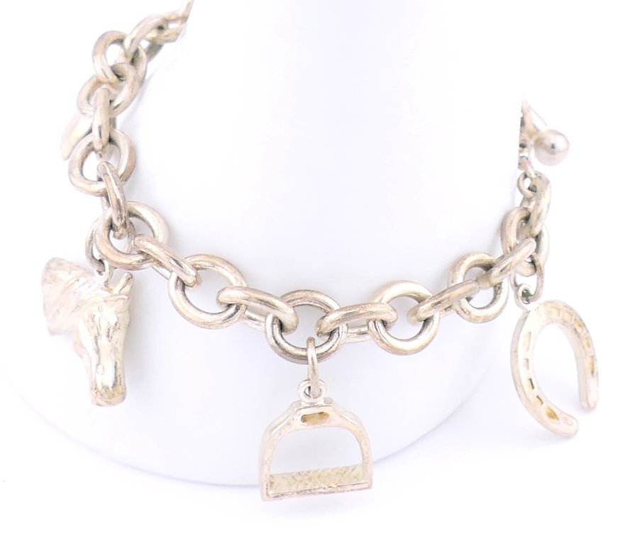 Sterling Jockey Themed Charm Bracelet