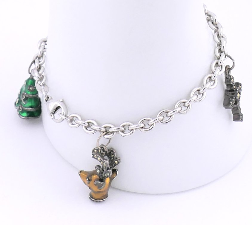 Sterling Christmas Charm Bracelet