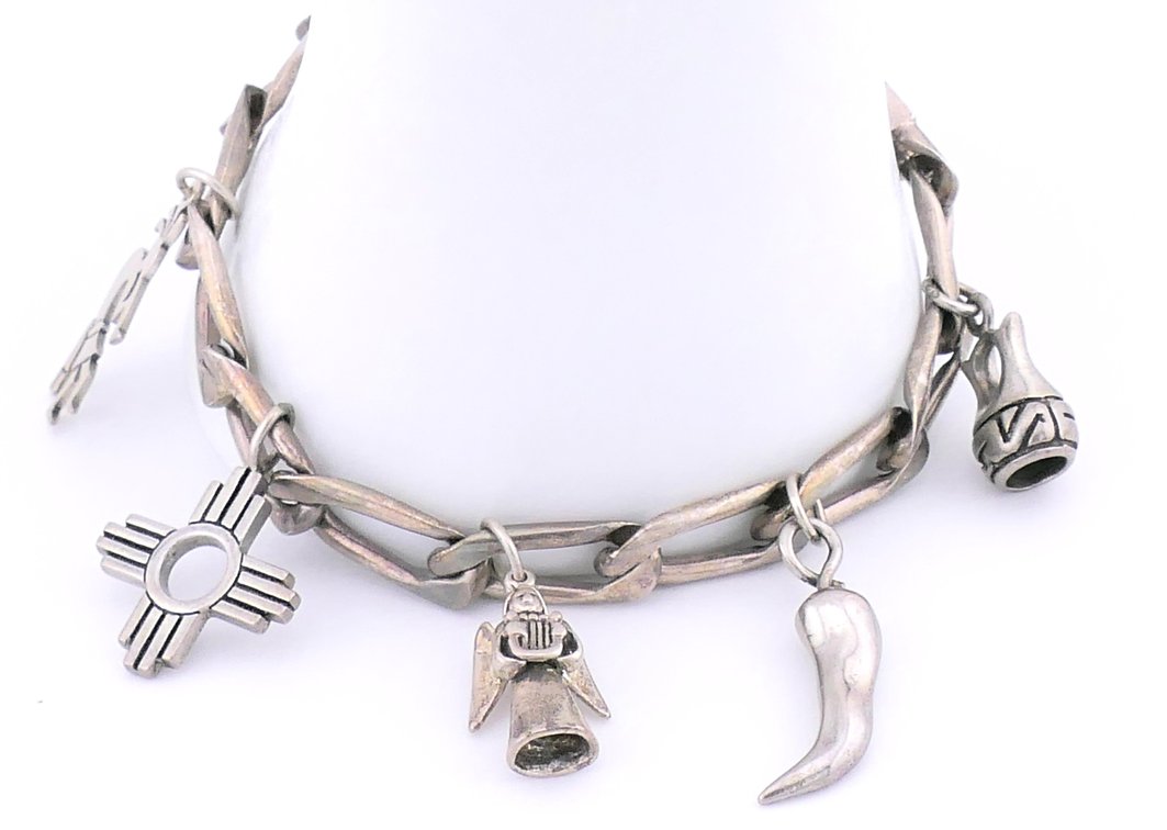 Sterling Southwestern Themed Charm Bracelet