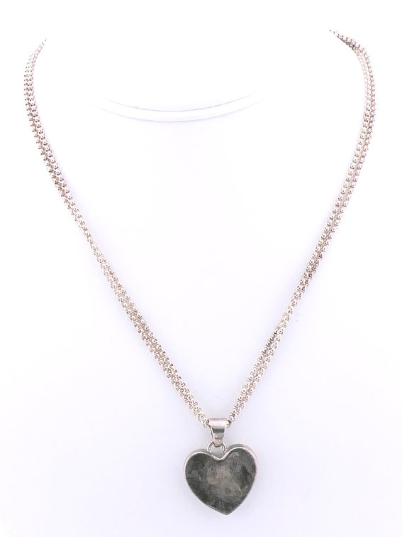 Sterling Double Necklace with Heart Pendant