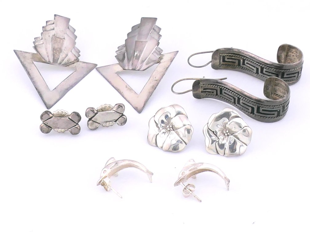Five Pairs of Sterling Earrings
