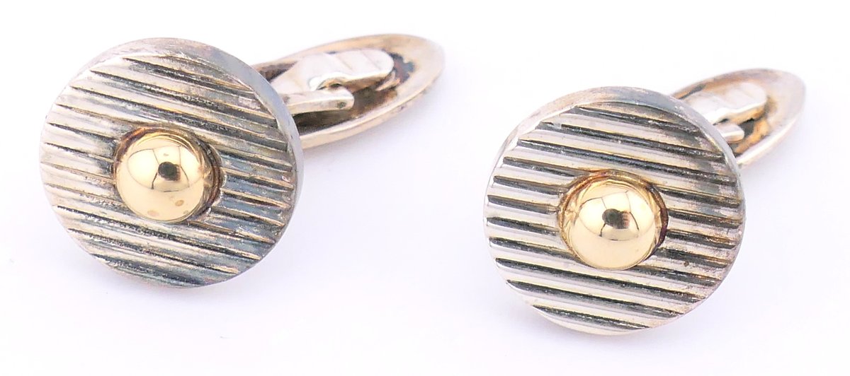 Sterling and 14K Gold Men's Cufflinks