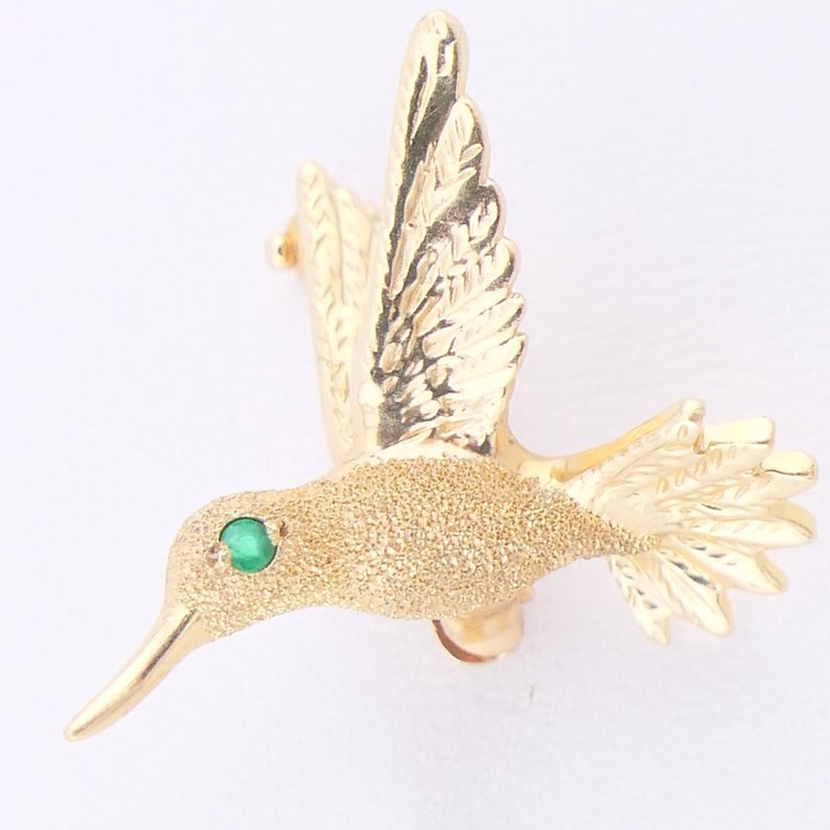 14K Gold Hummingbird Pin