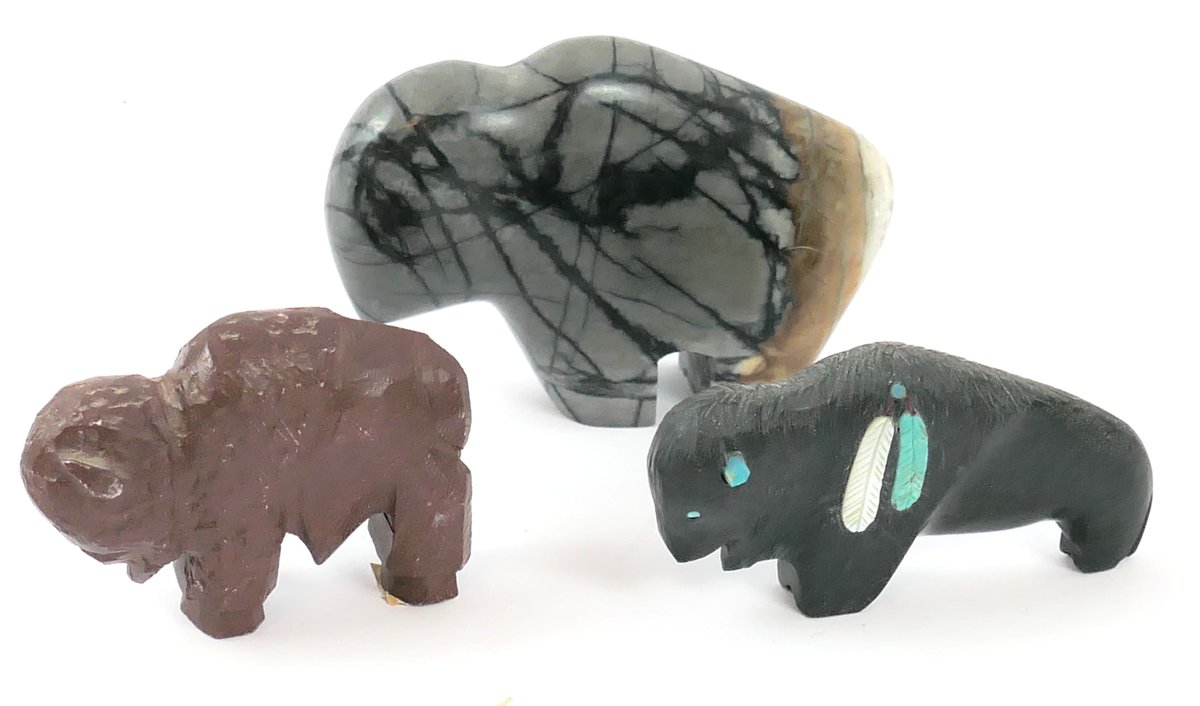 Three Small Stone Buffalo