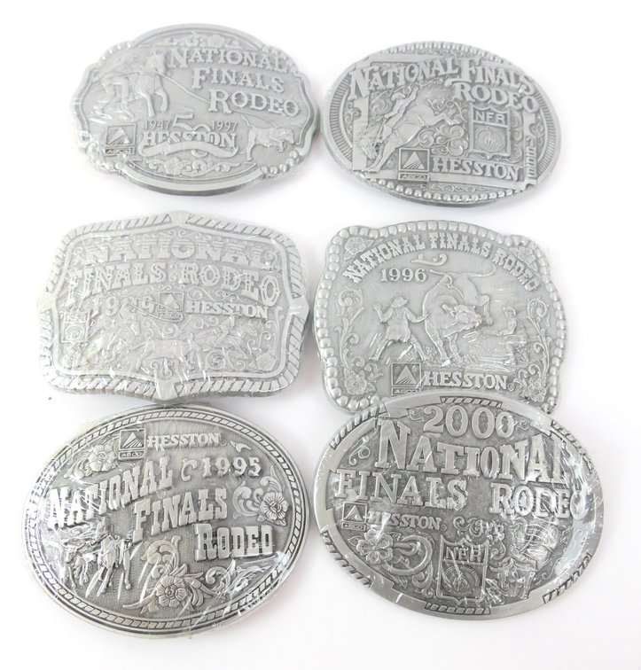 Six Hesston National Finals Rodeo Belt Buckles