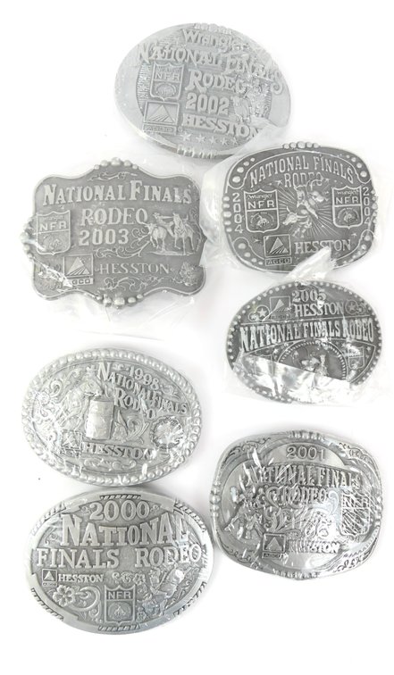 Six Hesston National Finals Rodeo Belt Buckles
