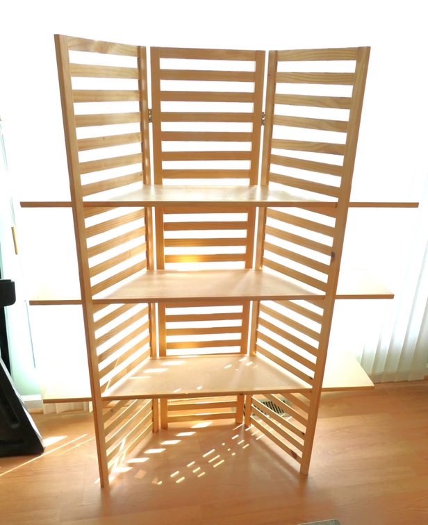 Three Panel Wooden Display Shelving