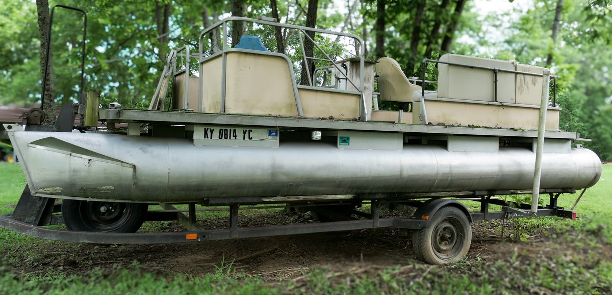 Pontoon Boat on Trailer