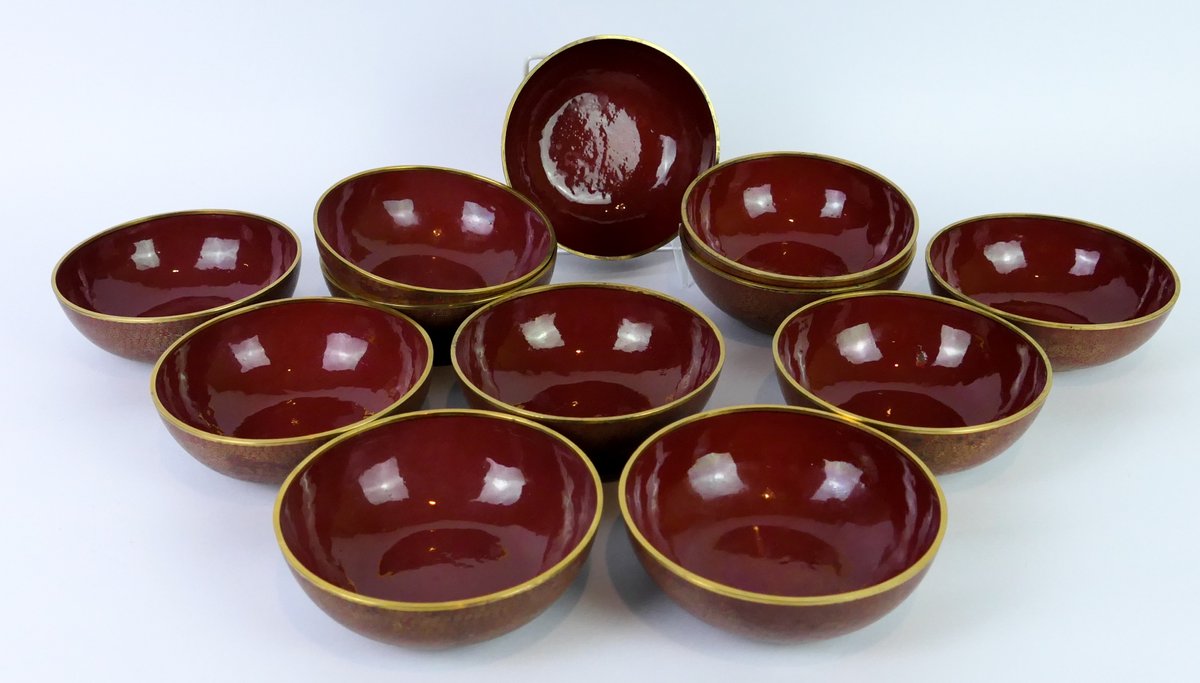Twelve Enamelware Rice Bowls