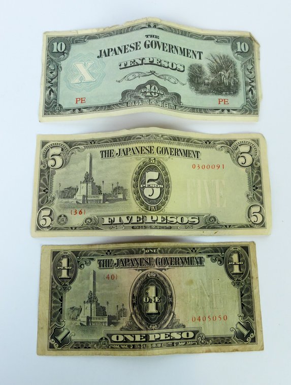 Three Pieces of Japanese Government Paper Currency