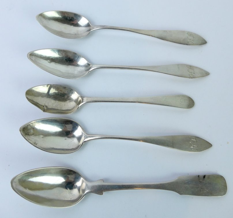 Five Coin Silver Teaspoons