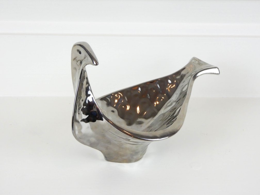 Silver Tone Avian Accent Dish