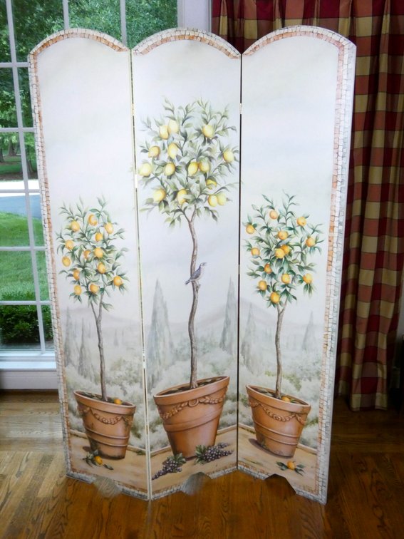 Three-Pane Lemon Tree Dressing Screen