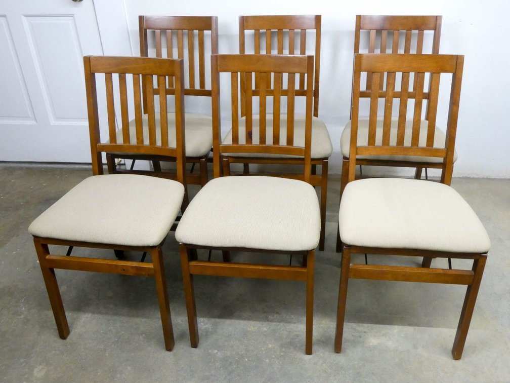 Six Folding Wooden Card Chairs