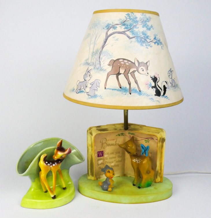 Vintage Bambi Lamp and Planter