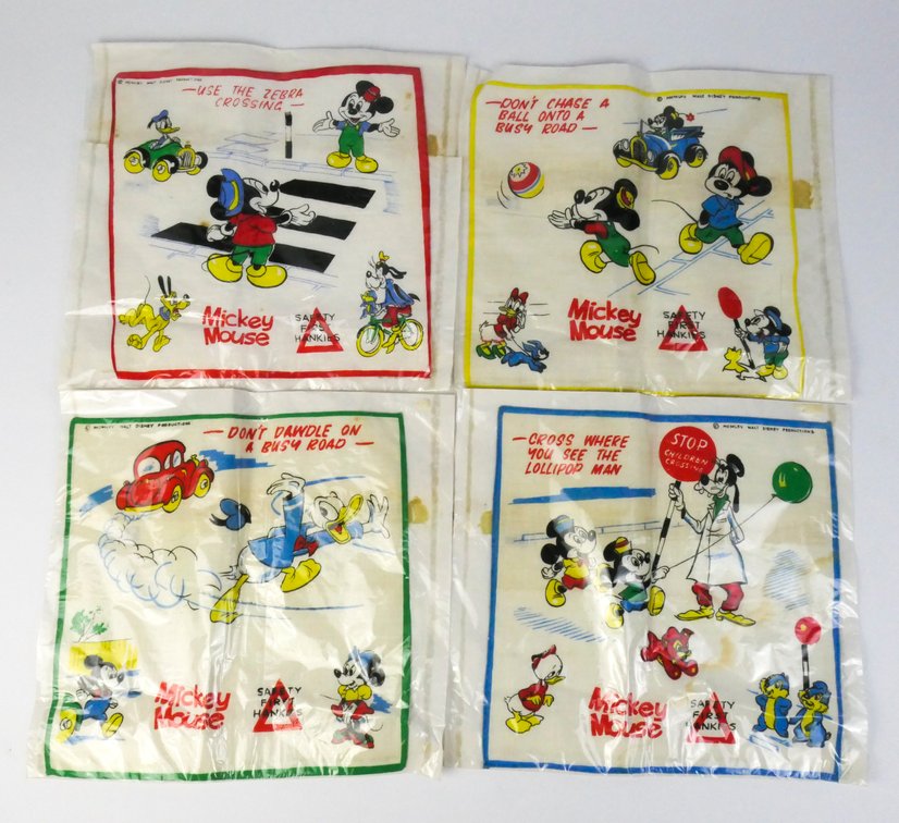 Vintage 1965 UK Based Mickey Mouse Safety First Hankies