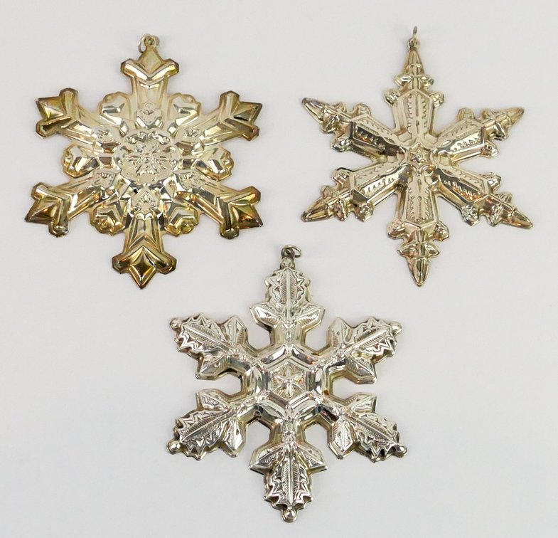 Gorham Sterling Silver Snowflake Ornaments 1995-1997