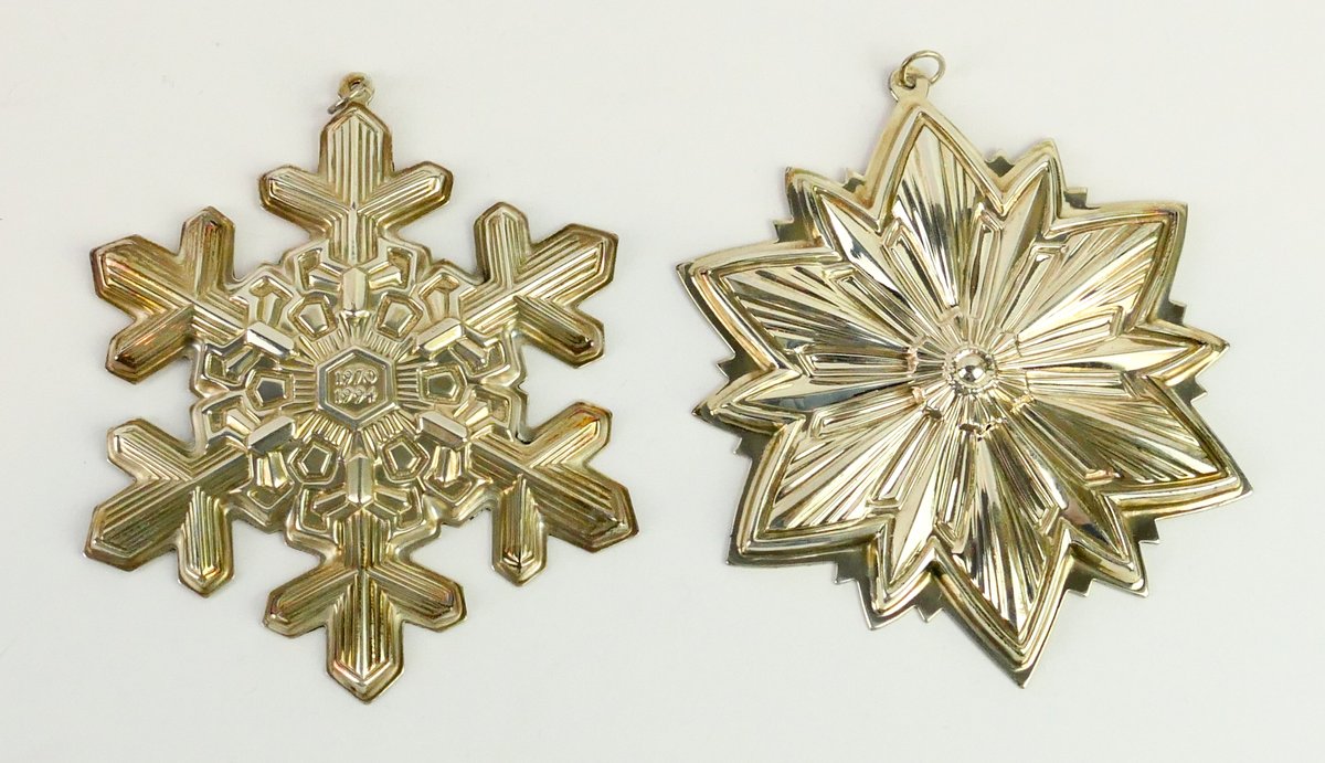 Gorham Sterling Silver Snowflake Ornaments 1993 and 1994