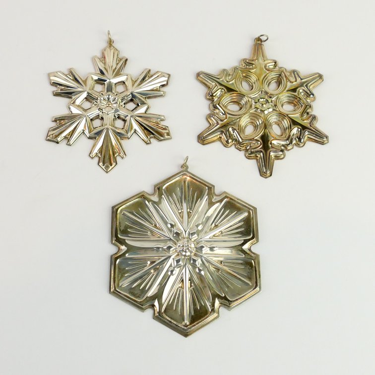 Gorham Sterling Silver Snowflake Ornaments 1990-1992