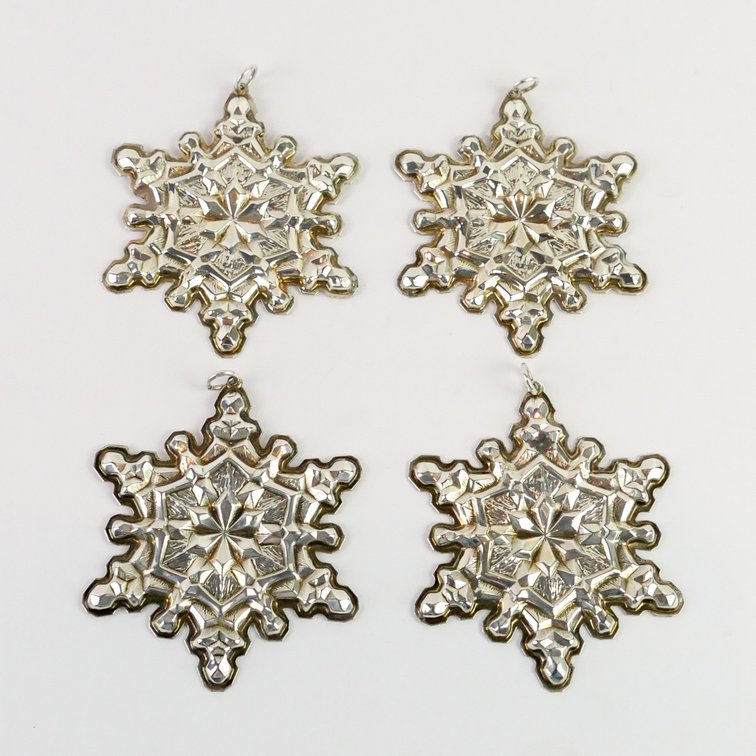 Four 1971 Gorham Sterling Silver Snowflake Ornaments