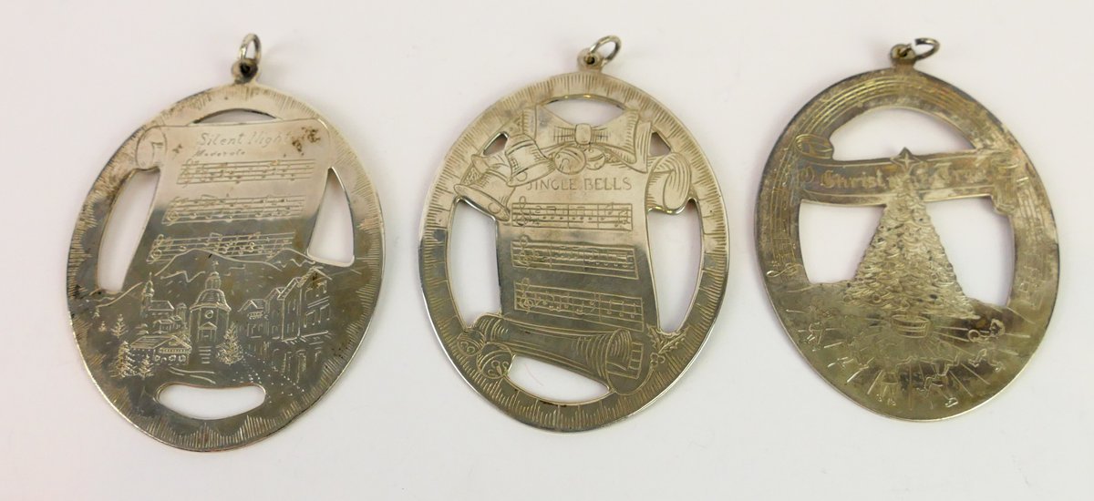 Lunt Sterling Music of Christmas Ornaments 1976, 1977 and 1978