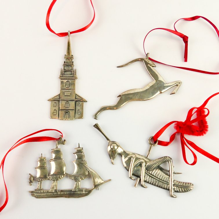 Four Hand and Hammer Sterling Ornaments