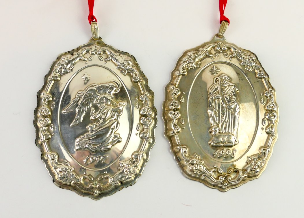 Two Reed and Barton Sterling Francis I Nativity Ornaments 1997-1998