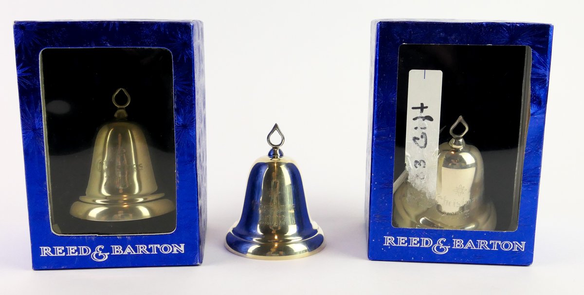 Three Reed and  Barton Sterling Christmas Bells 2001-2003