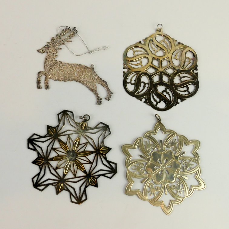 Three MMA Sterling Snowflake Ornaments 1987-1989