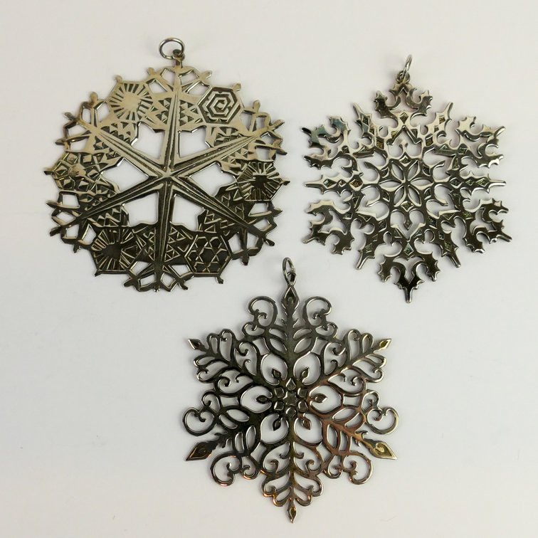 Three MMA Sterling Over Copper Ornaments 1974-1976