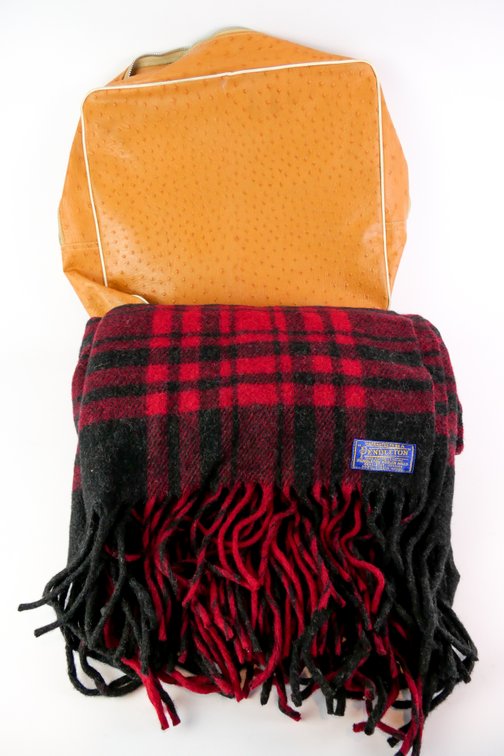 Vintage Pendleton Red and Black Wool Stadium Blanket