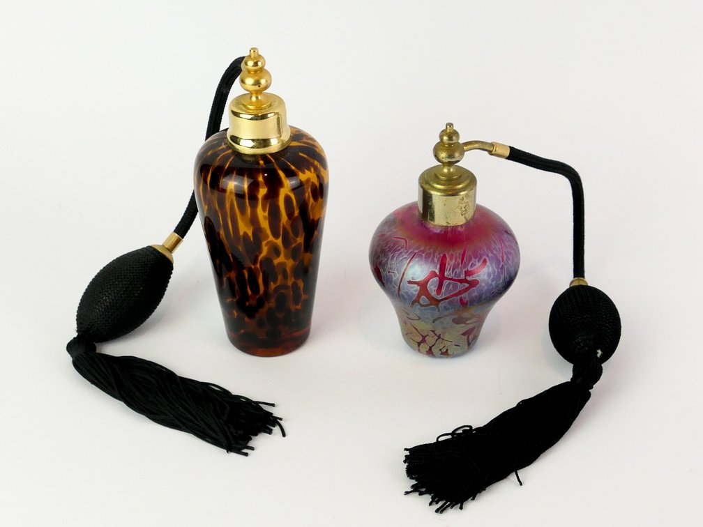 Two Art Glass Perfume Atomizers