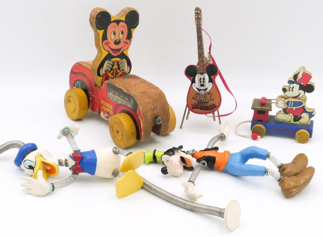 Five Vintage Wooden Disney Toys