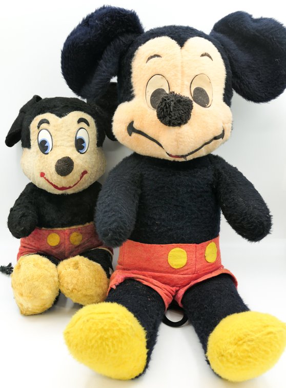 Two Vintage Mickey Mouse Plush Toys