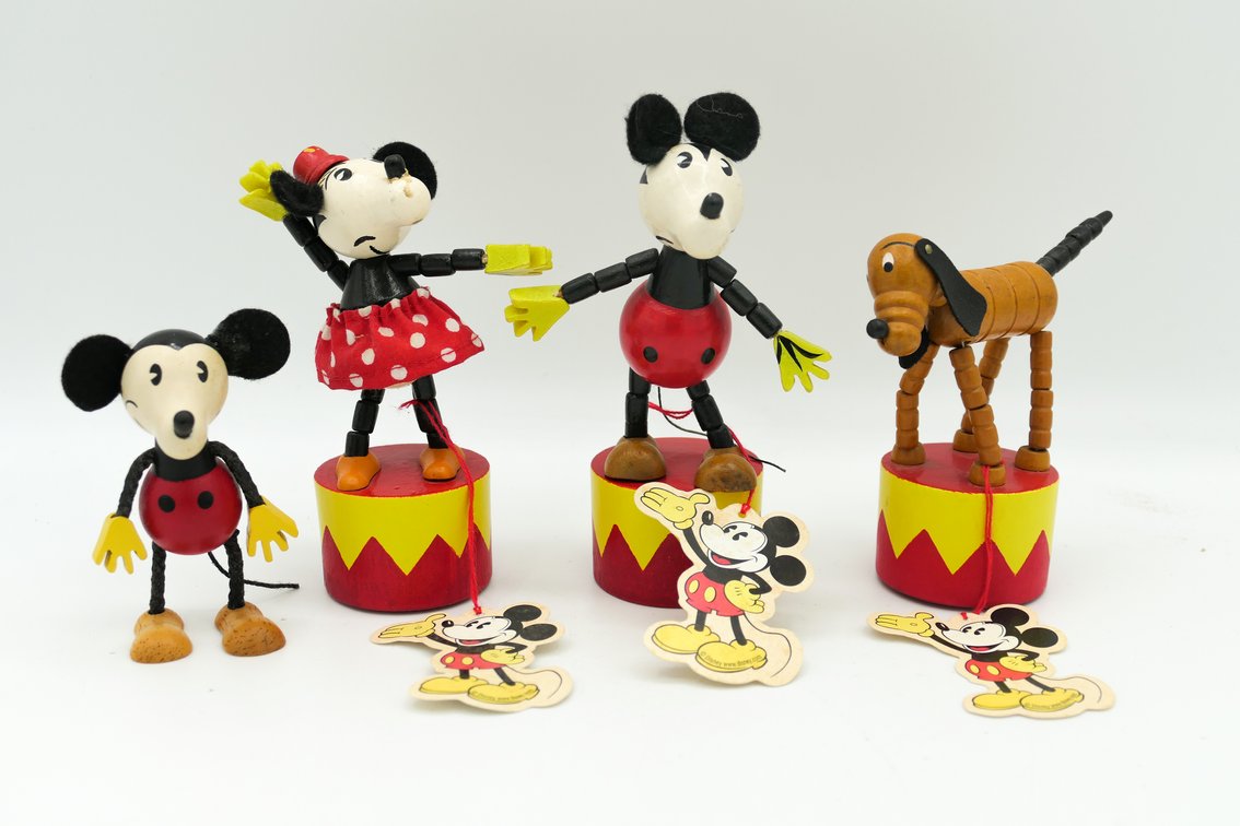 Retro Style Mickey and Pluto Push-Up Puppets