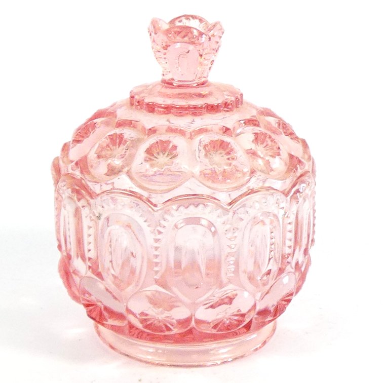 Pink Glass Lidded Candy Dish