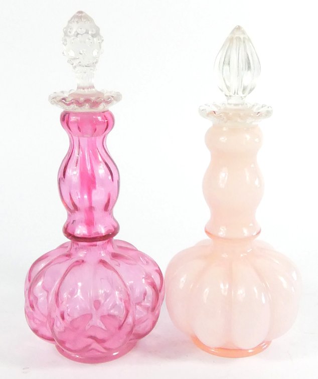 Two Pink Fenton Perfume Bottles