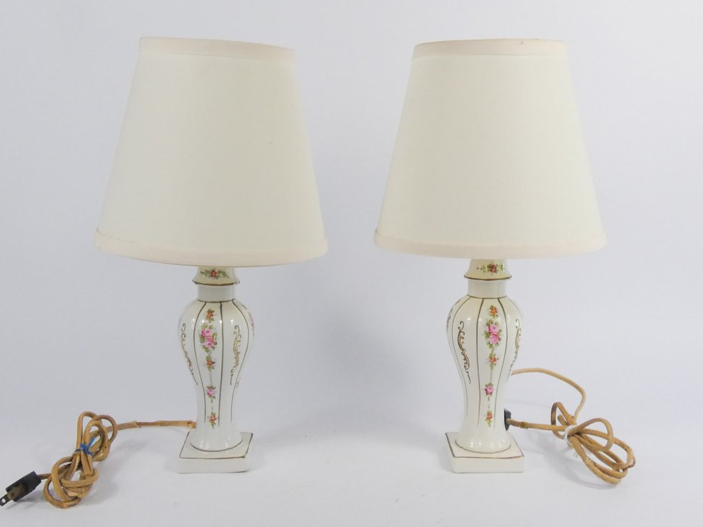 Floral Table Lamp Pair