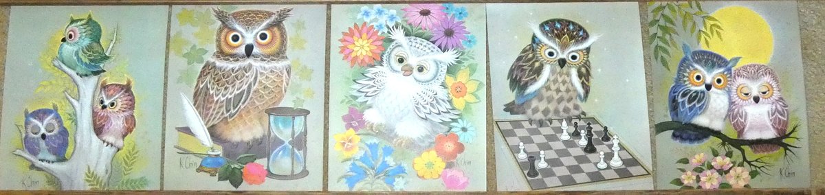 Wise Owls Print Set by K. Chin
