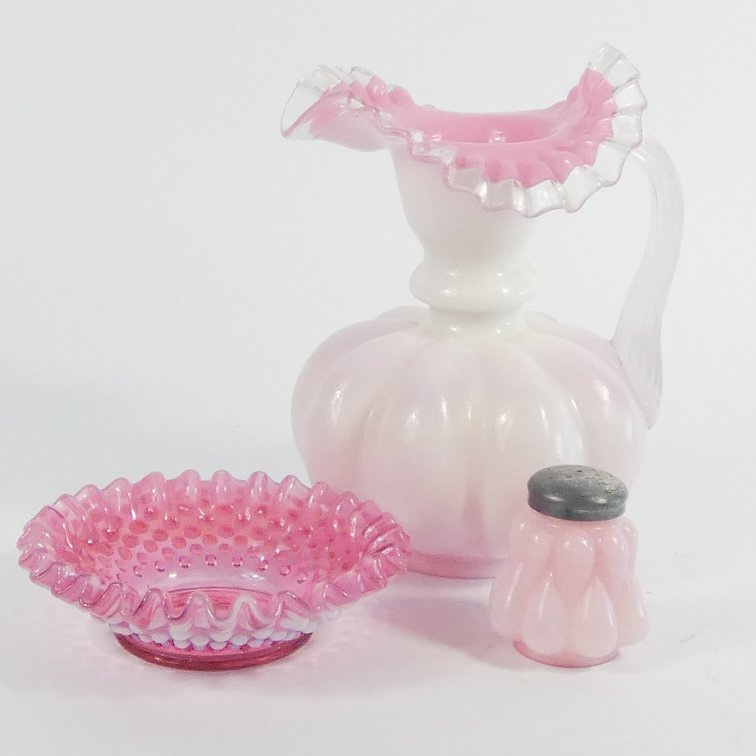 Three Pink Fenton Glassware Pieces