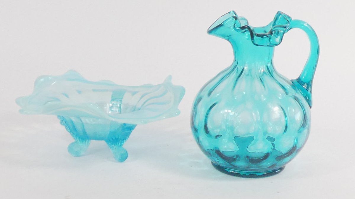 Two Aqua Glassware Pieces