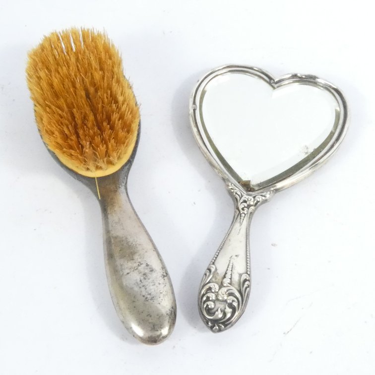 Sterling Covered Brush and Mirror