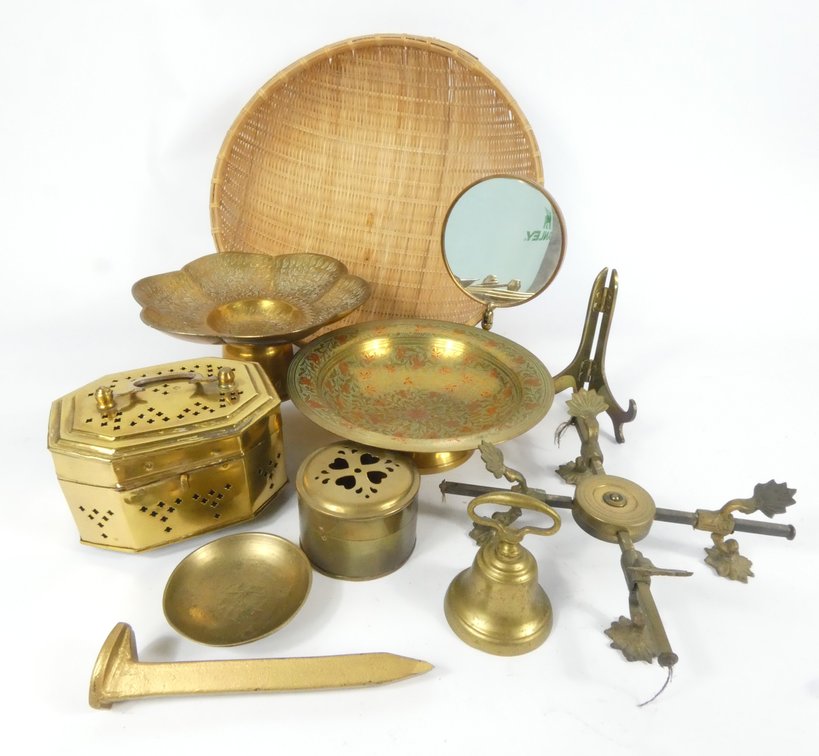 Basket of Brass Accent Items