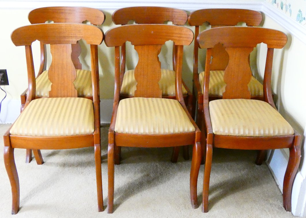 Six Solid Cherry Empire Style Chairs
