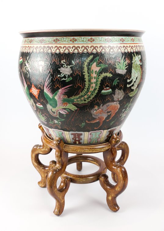 Ceramic East Asian Fish Bowl Planter