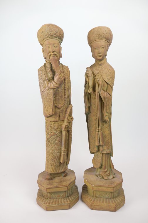 Pair of Chinese Emperor and Empress Statues